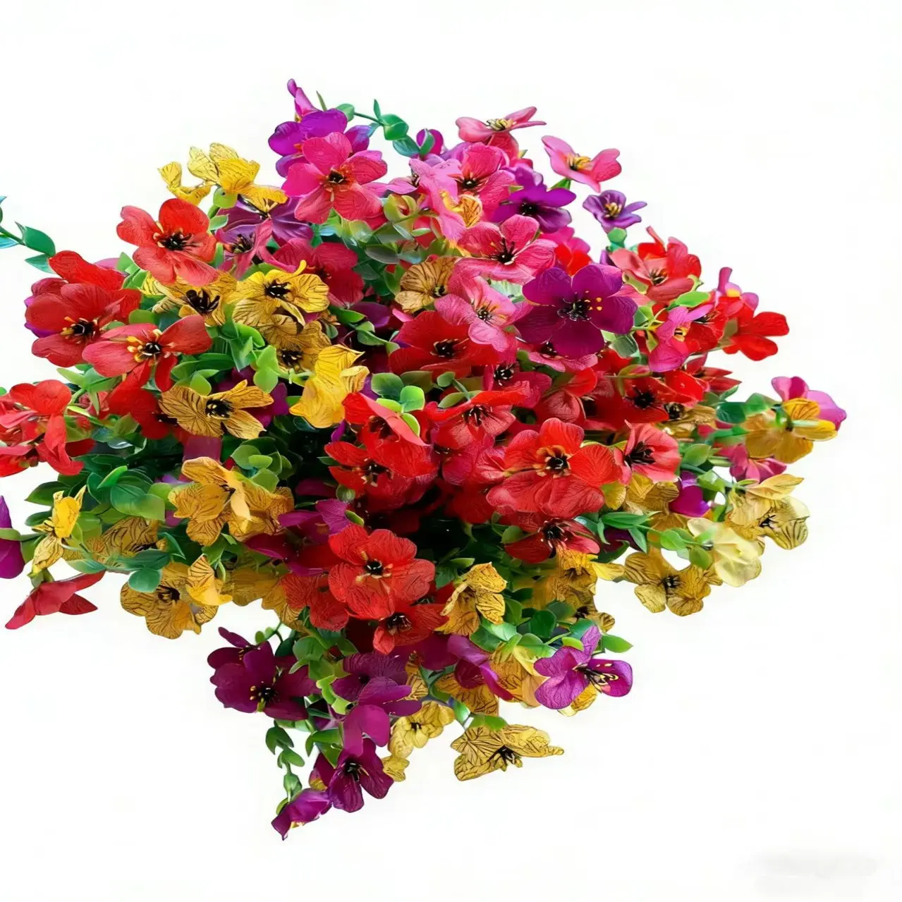 16pcs Artificial Flowers UV Resistant Colorful Fake Flowers Home Decor Bouquets Garden Party Wedding Easter Ramadan Festival Decoration
