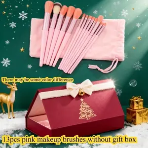 13-Piece Soft and Fluffy Makeup Brush Set - Cosmetic Brush Set - Professional Tools for Foundation, Powder Puffs, Eyeshadow, and Blending. Pink Brushes Suitable for All Skin Types Are Beauty Essentials, Perfect for Parties and Everyday Use.