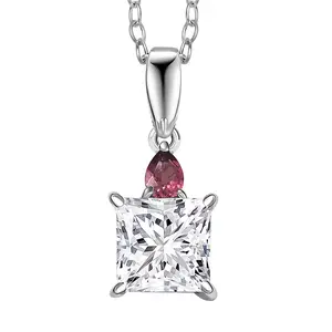 IGI Certified Luxuriant Lab Grown Diamond E-F VS and Rubellite 2.15 ctw Pendant Necklace in 950 Platinum 20 Inches Birthday Christmas Gifts