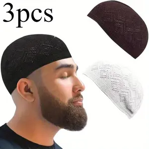 3pcs Stretch Knitted Kufi Hat - Eid al-Fitr Kufi Hat