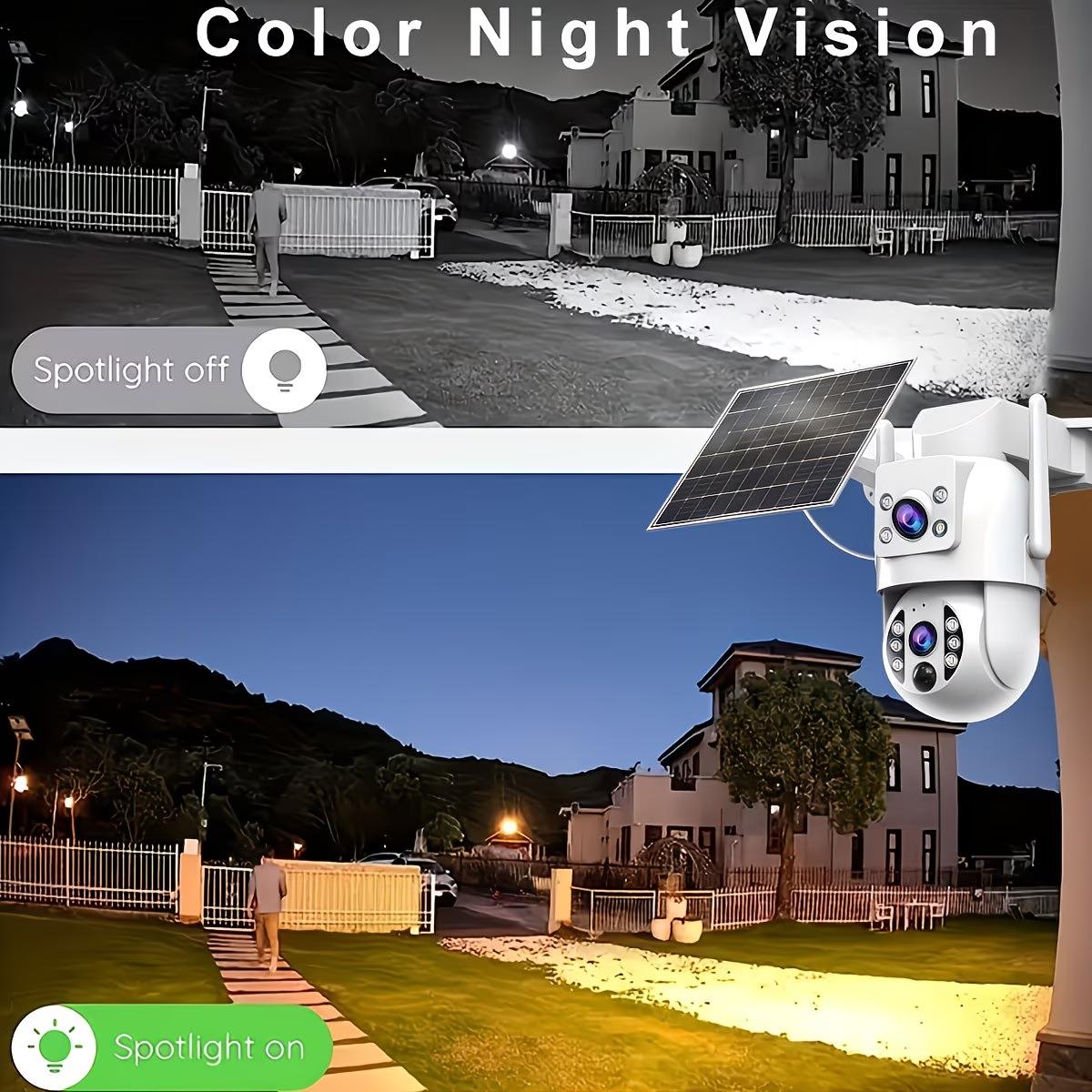 JOOAN Solar WiFi cctv Security Camera 2K HD Outdoor Wireless Camera with Spotlight PIR Motion Detection Color Night Vision Waterproof IP66 Dual Lens 360° PTZ No Blind Spot Auto Tracking Two-Way Audio Siren Alarm Alexa Compatible