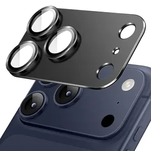 JETech Camera Lens Protector for iPhone 17 Pro Max, Full Coverage 9H Tempered Glass Ring Cover, Matte Metal Plate, Case Friendly, 1-Pack (Black)