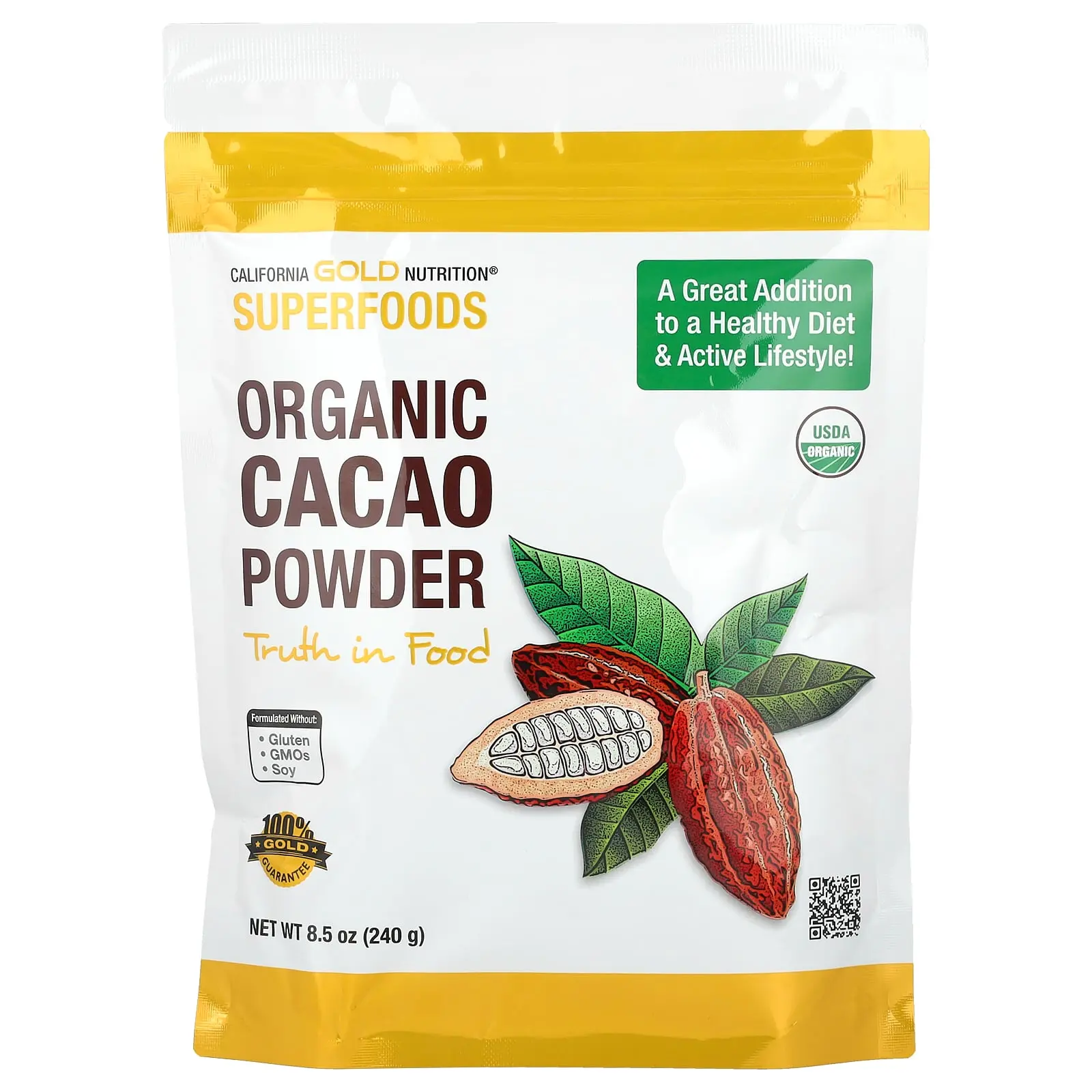 California Gold Nutrition Superfoods, Organic Cacao Powder, 8.5 oz (240 g)