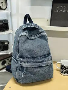 Women's Denim Backpack Vintage Design, Casual Daily Use & Travel Bag, Durable Lightweight Women's Schoolbag, Versatile Use
