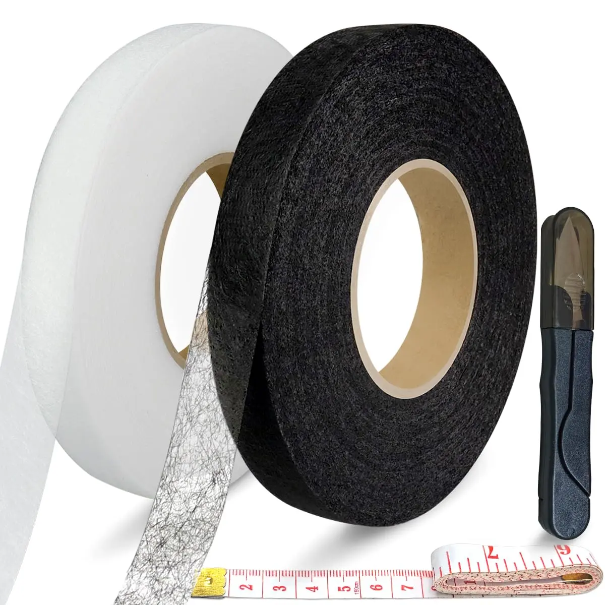 140 Yards Stitch Witchery, 2 Rolls 0.59 inch Hemming Tape for Pants, Fusible Hem Tape with , Tape Measure for Curtains, Dresses