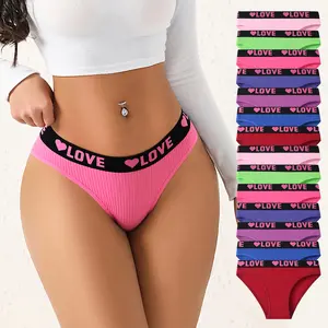 Hotcom Women's 14-Pack Low-Waisted Cotton Stretch Cheeky Briefs Set - Comfortable, Elastic, Soft Breathable Fit - Machine Washable Y2K Style Underwear with Heart Letter Tape