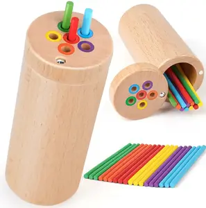 Montessori Early Learning Color Sorting Educational Toy Wooden Color Recognition Sensory Peg Cup for Preschool Kids & Toddlers tjl