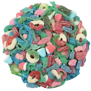 SUPER MIX SOUR GUMMIES 2lb bag Bears, Belts, Rings, Twists, Bottles, Sharks, Gummy Drops, Twists, Slices, Laces, Piglets Chewy Candy Snack Sweet Tangy Sugar