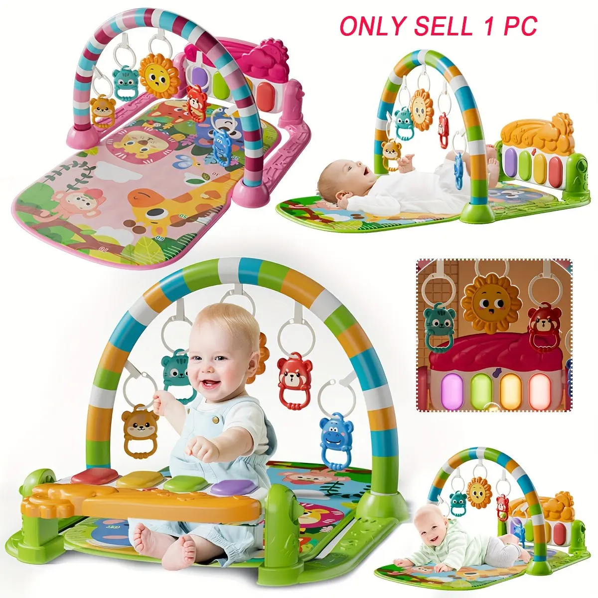 Interactive Baby Padded Play Mat with Music Piano Keys, Nursery Development Mat, Educational Activity Pad for Toddlers & Preschoolers, Play Mat for Babies, Perfect Birthday Gift