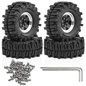 1/18 1.3 Inch RC Crawler Durable Tires - Beadlock Wheels Fit FMS Ascent-18 TRX4M All-Terrain 7mm Hex