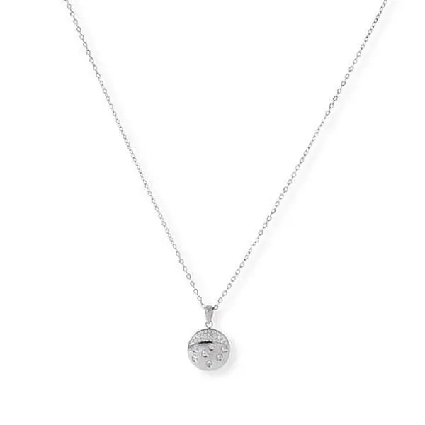 Radiance by Absolute™ Stainless Steel CZ-Accented Pendant Necklace