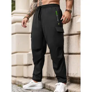 Men's Lightweight Cargo Joggers | Elastic Drawstring Waist, Zipper Security Pockets, Breathable Regular Fit | Casual Outdoor Pants for Hiking, Walking, Spring Fall