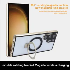 Metal Magnetic Bracket Phone Case For iPhone 14 15 13 12 Pro Max Plus 360 Fully Protected Double Sided Glass Protective Sleeve