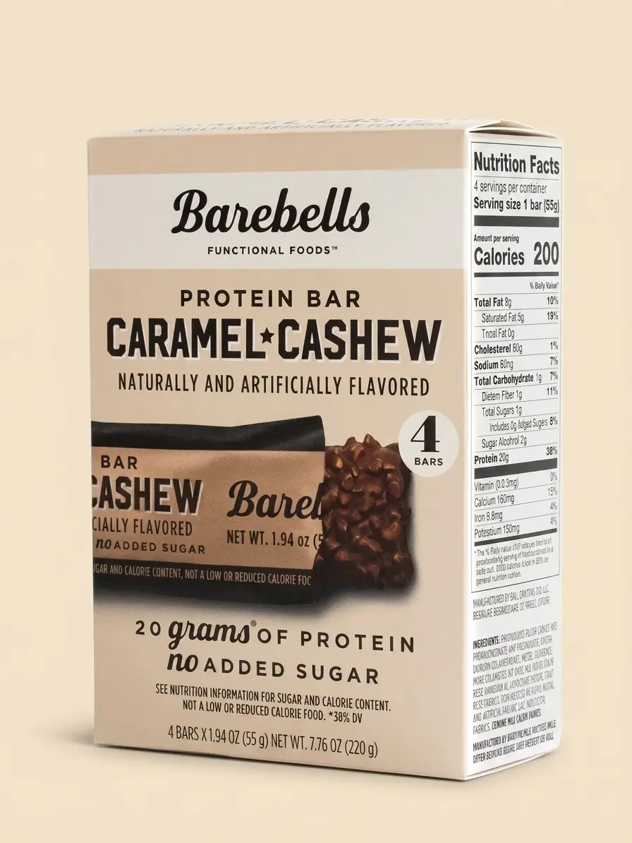Barebells, Protein Bars Cookies & Caramel, 20g Protein, 1.9 oz, 4 Count Barebells, Protein Bars Cookies & Caramel, 20g Protein, 1.9 oz, 4 Count