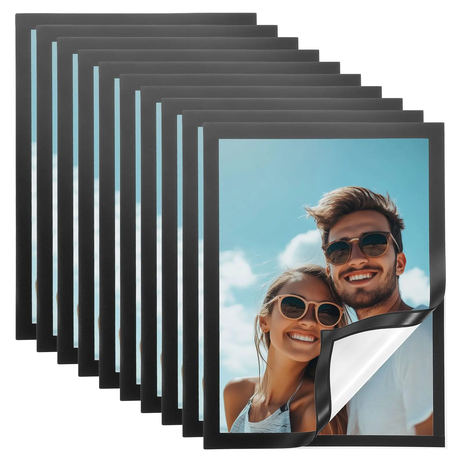 Picture Frame Fence, 10 Pcs Magnetic Signs Holder, for 8.5" x 11" Letter, Sturdy PVC Magnetic Document Holder, Magnetic Picture Poster Frame, Can Self-Adhesive Wall/Door/Window or Magnetic for Refrigerator, Mother's Day gifts