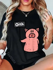 100% Cotton Pig Oink Sign Funny Hog Swine Farm Animal Men Women Kids T-Shirt