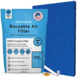 Biodefensor Washable Furnace HVAC Air Filter - MERV 6, Cut-to-Fit Any Central AC Vent, 20x30x1, Made in USA