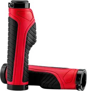 Play Video Rock BROS Mountain Bike Grips Handlebar Bicycle Handlebar Grips Bike Handle Grips Double Aluminum Clamp Lock On Grips for MTB BMX Mountain Bike Handle Bar Ends Black Blue Grey Red Green
