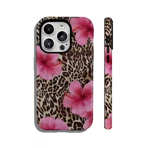Leopard & Hibiscus Print Phone Case| Magnetic & Film Shell Options for iPhone glam unique pattern