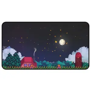 Stardew Valley Night Farm Desk Mat - Gaming Mouse Pad XXL, Gaming Desk Pad, Kawaii Gaming Keyboard Mat Pad, Pixel Art Extra Large Mouse Pad