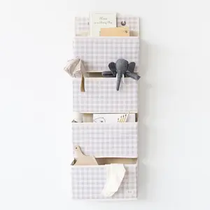 3 Sprouts Over the Door Organizer - Hanging Baby Organizers & Storage with 4 Large Pockets & 2 Hooks for Baby Clothes, Toy, Stuffed Animal - Newborn Essential for Nursery & Toddler Rooms