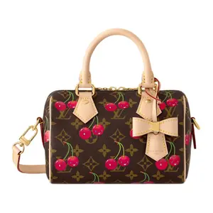 Louis Vuitton x Takashi Murakami Speedy Bandouliere 20 Cherry Monogram Coated Canvas Crossbody Handbag for Women in Brown and Beige