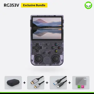 Anbernic RG353V【Buy 1 Get 1 HDMI Cable+1 Fancy Case+1 Screen Protector+1 Type-C Cable 】Handheld Game Console 3.5-inch Display Touchable Screen Dual OS Android 11 Linux System Support 5G WiFi 4.2 Bluetooth Ready to Play