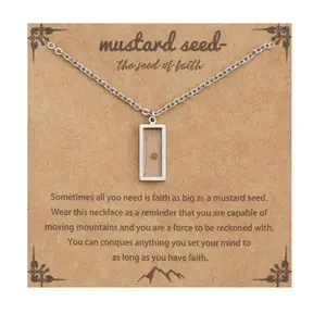 Unisex Minimalist Mustard Seed Mirror Finish Stainless Steel Pendant Necklace - Tarnish-Proof Jewelry, Geometric Faith Motif Christian Inspirational Adjustable Daily Wear Gift-Ready Accessory