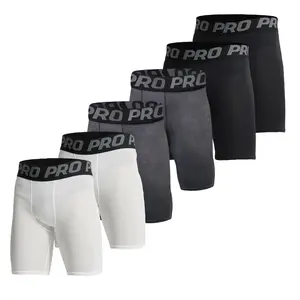 6 Pack Mens Compression Running Shorts Spandex Quick-Drying 4-Way Stretch Athletic Underwear for Running Biking & All Activities