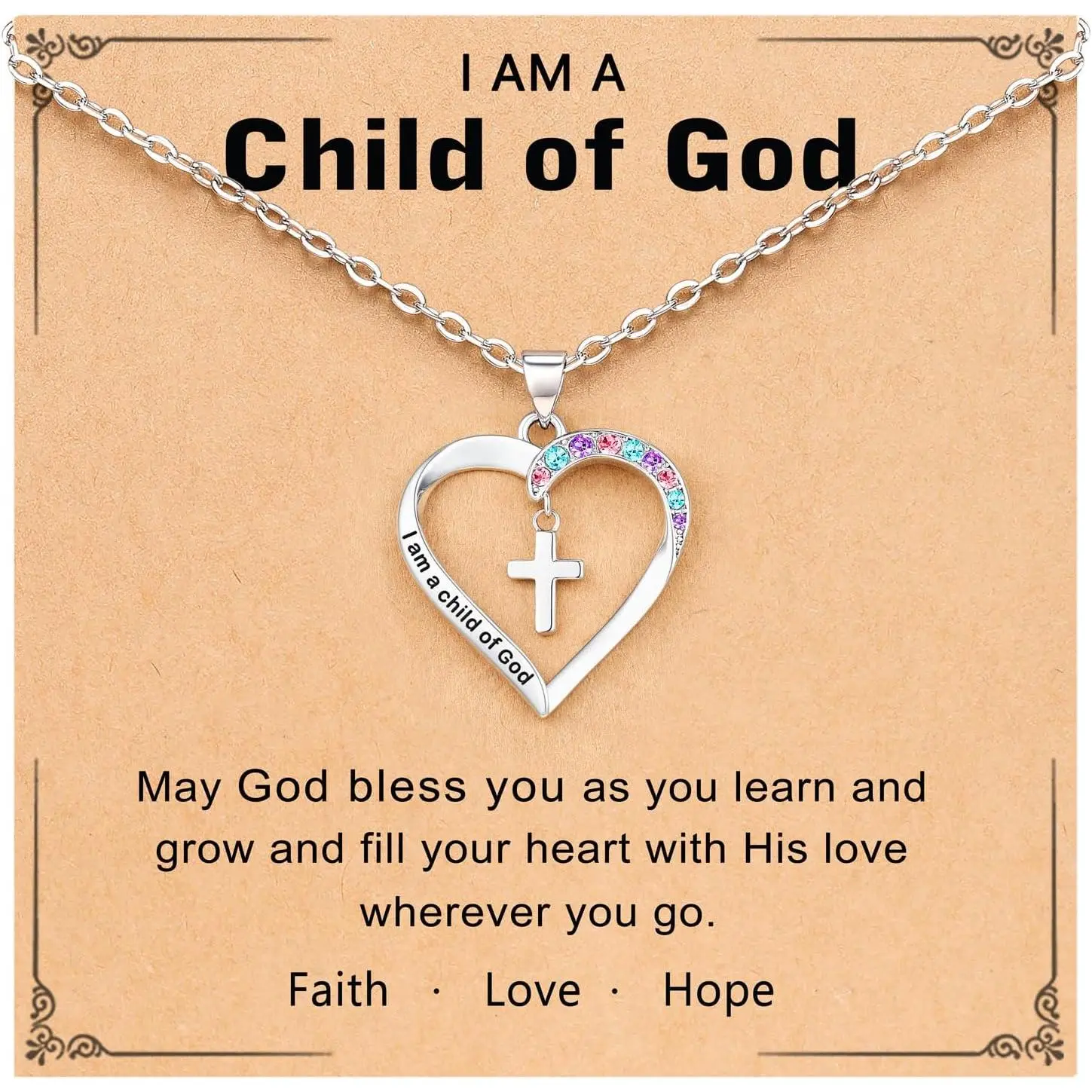 Cross Necklace for Girls- Gifts for Daughter Granddaughter Niece Goddaughter  of God Birthday, Christmas, First Communion, Baptism, Confirmation