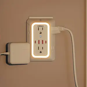 Outlet Extender with Night Light, Multi Plug Outlet, Multiple Sockets, USB Wall Charger Surge Protector 4 USB Ports(2 USB C), Multifunctional Power Strip Electrical Outlet Splitter Expander, Power Socket Expander for Home Office Dorm Room