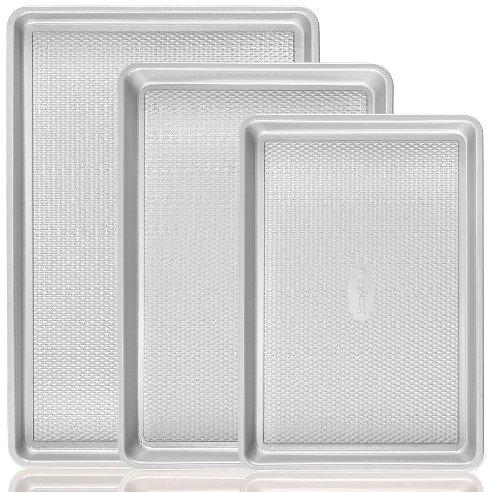Non-stick Baking Pan Set, Diamond-Texture Baking Sheet Pan，Teflon-Free Heavy Duty Bakeware, Cookie Sheets for Oven, Baker, Kitchenware Cooking, Kitchen Supplies, Gift homeessentials