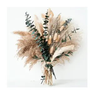 Green Pampas Grass Boho Bouquet with Lavender & Eucalyptus | Luxury Dried Flower Arrangement for Boho Home Decor, Bedroom Aesthetic & Rustic Wedding Table Centerpieces | TikTok Viral Farmhouse & Western Bohemian Decor
