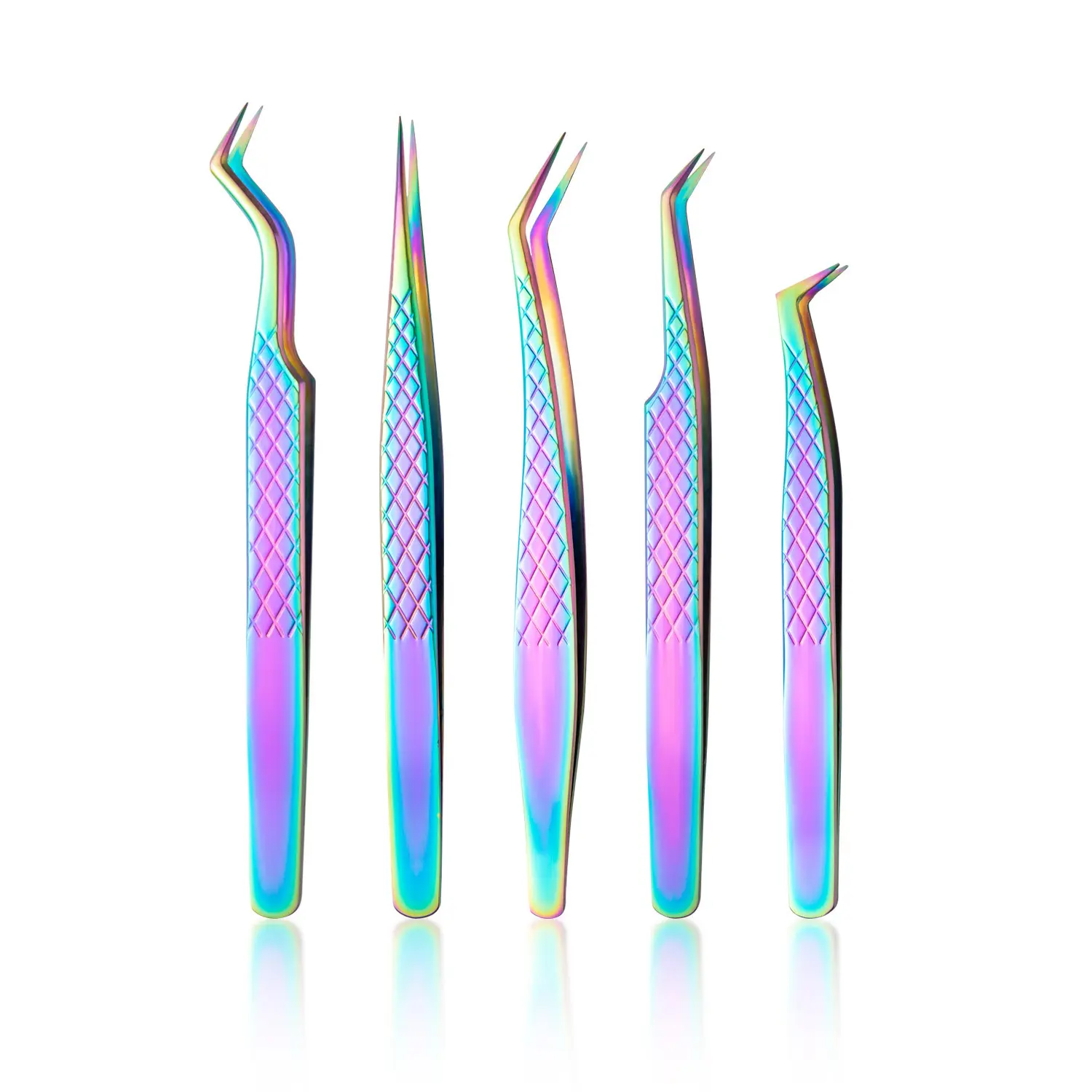 5-piece set of professional eyelash extension tweezers set - Precision stainless steel eyelash tools for volume and isolation, no spice, Cosmetic Makeup Tool, Eyelashes Cluster Tweezers, Beauty Equipment