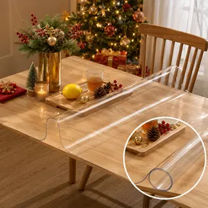 Clear Table Protector for Dining Table PVC Clear Desk Mat Protector Waterproof Plastic Table Cover Transparent Vinyl Table Pad Heavy Duty Desk Cover Protector for Coffee Table Kitchen Office Desktop Scratch Resistant Easy to Clean Cut to Fit Tabletop Mat