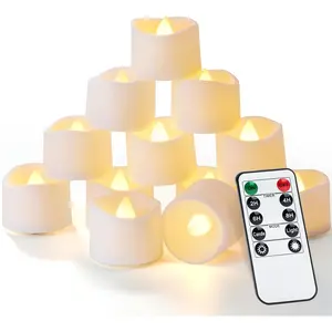 12pcs Remote Candles, Timer Candles, 400+Hours Flickering Flameless Battery Operated LED Tea Lights Candles Votive Candles with Remote, for Tabletop Lighting, Table Centerpieces Decor