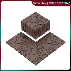 Interlocking Deck Tiles, 44 Pack , 12"x12" Waterproof Outdoor Flooring All Weather Use, Patio Floor Decking Tiles for Porch Poolside Balcony Backyard foam marble wpc frameless shower door Reinforced Garage Screen