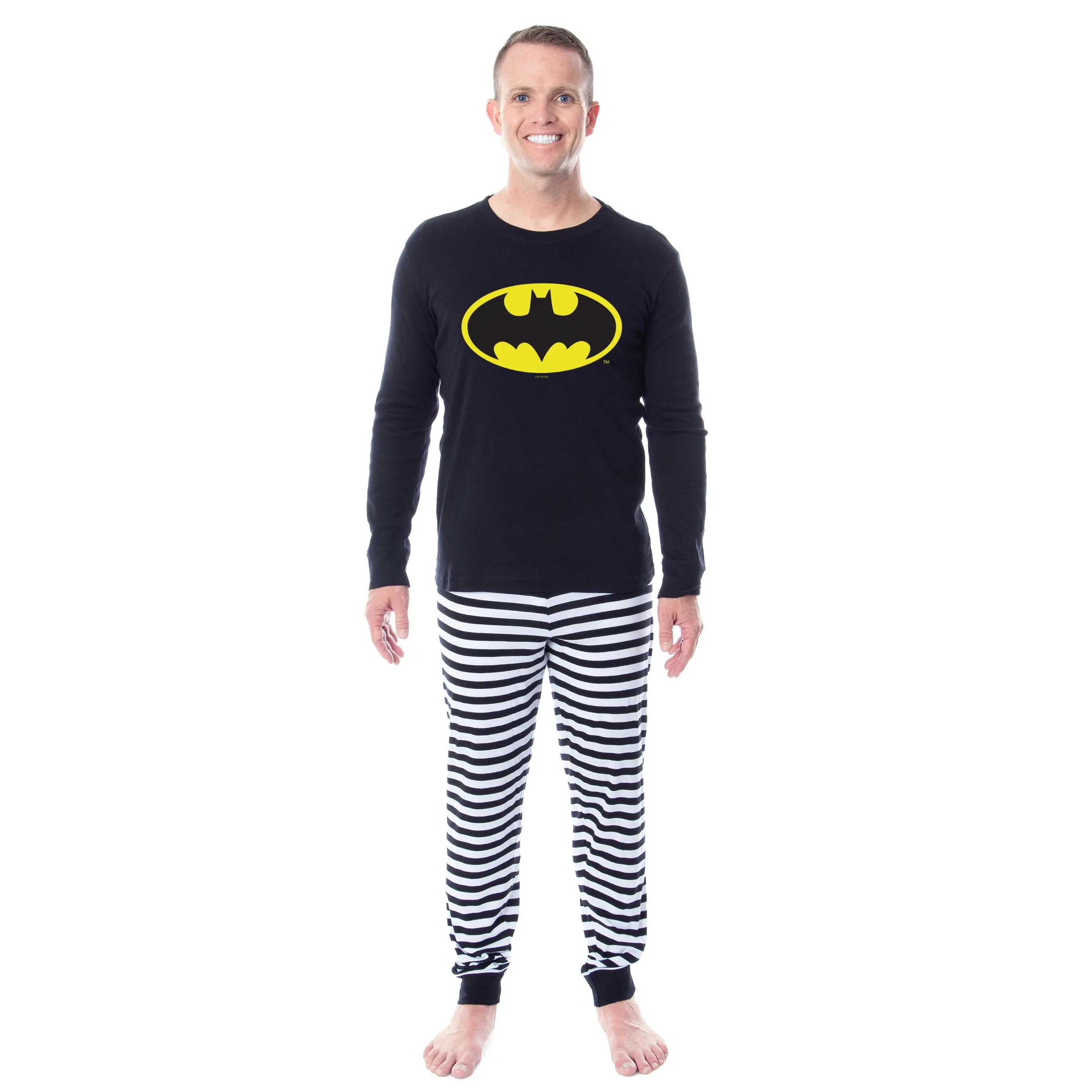 DC Comics Batman Classic Logo Tight Fit Cotton Matching Family Pajama Set For Adult And Kids