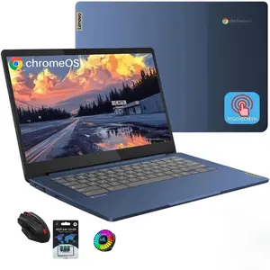 Lenovo 2026 Slim 3 Chromebook Laptop - 14" FHD Touch Screen for Student Business, 8-Core MediaTek 520 Processor, up to 16GB RAM, 64GB EMMC+128GB Micro SD, 13.5 H of Use, Wi-Fi 6, Chrome OS,Bundle Accessory
