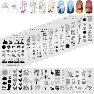 20pcs Nail Stamp Plates Set - Leaves, Flowers, Animal Nail Art Templates (20 Pcs)