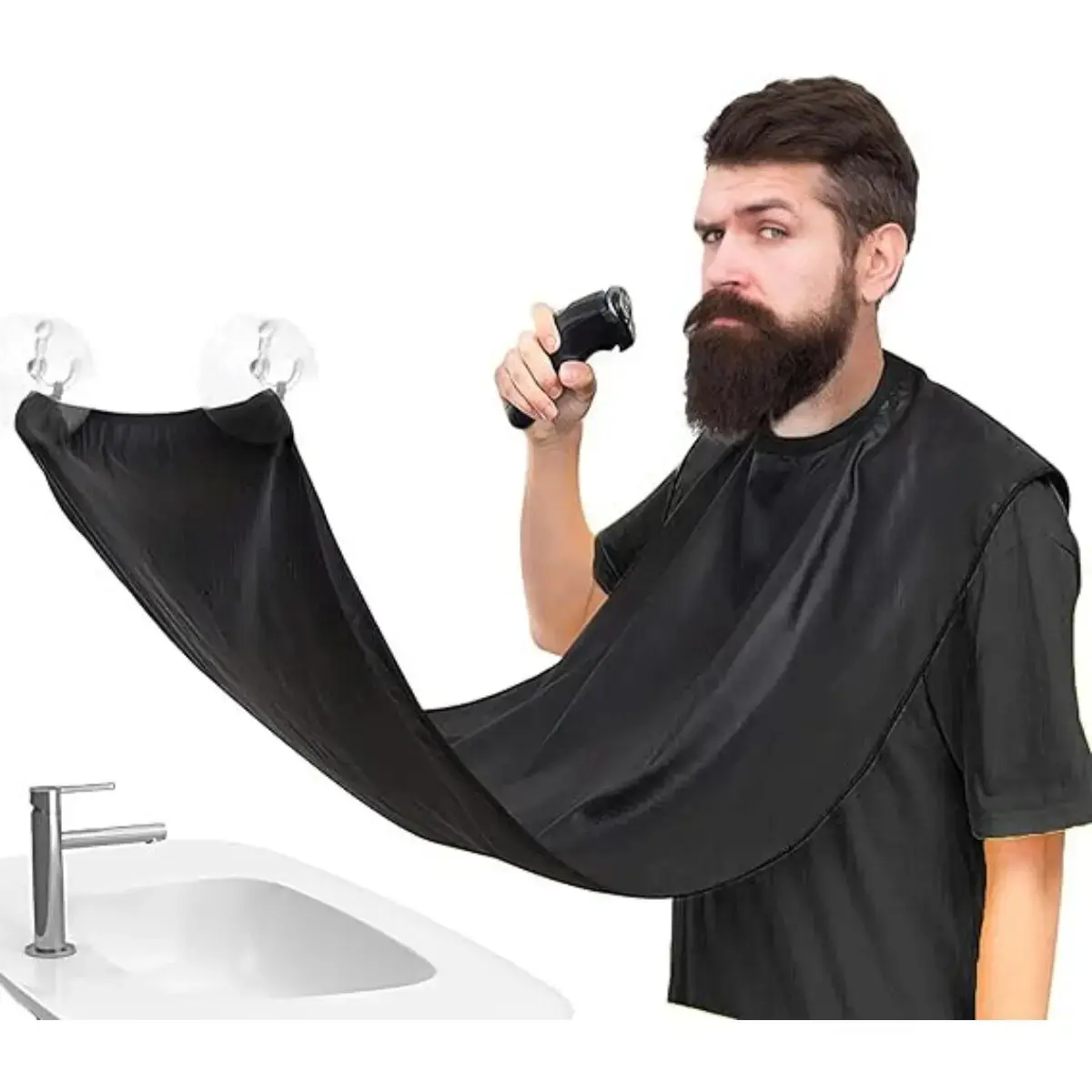 Men's Beard Shaving Apron, Fiber Hair Catcher, Durable Cleaning Bib for Barbers and Razors, Easy Clean and Secure Fit, Hair Cutting Accessories