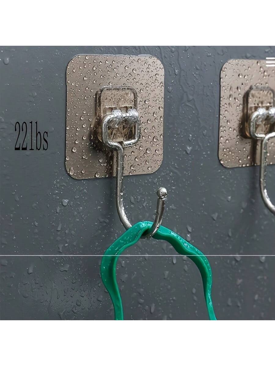 10 strong wall hooks, reusable, no need for punching - waterproof and oil resistant, suitable for bathrooms and kitchens - perfect for hanging towels, cups, shovels, can openers, and scissors