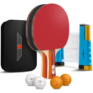 Professional Ping Pong Paddle Sets - 2 Player or 4 Player Table Tennis Paddles, Retractable Net, Pingpong Balls and Carry Bag Storage Case - Table Tennis Equipment & Ping Pong Accessories