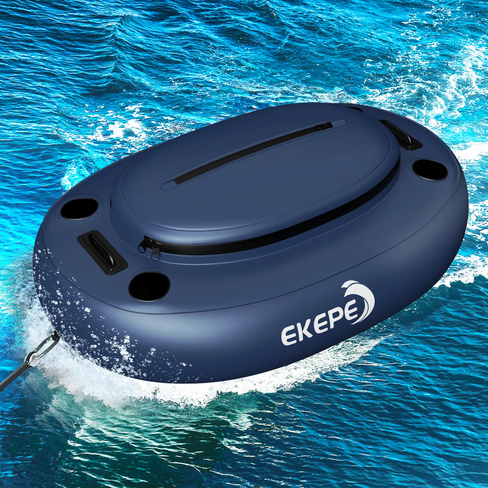 40QT Inflatable Kayak Cooler - Heavy Duty PVC Floating Ice Box, Portable Soft-Sided Beverage Refrigerator Cooler Float, 4 Cup Holders, Tow Rope for Kayaking, Tubing, Beach Stuff