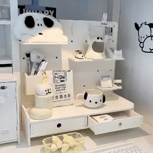 New Desktop Multi-Layer Hole Board Standing Storage Rack, Large Capacity Organizer, Dorm Workstation Drawer Type, Bookshelf Hook Drawer Layered Shelf, Office Supplies, Stationery Storage Organizer