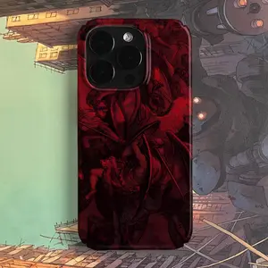 Gothic Red Angel Battle Art Silicone Smartphone Case, Dark Medieval Engraving Cover with Protection, Mobile Phone Accessory for iPhone 17/16 Pro Max/15/14/13/12/11/X/XS