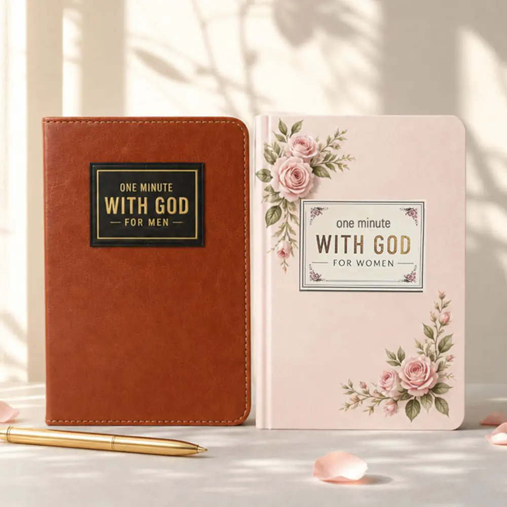 One Minute With God 365 Daily Devotional Journal Set, Universal Christian Bible Study Notebook, Meaningful Religious Gift for Birthday,  Graduation, Baptism,  Anniversary for Men Women New Believers Growth Couple