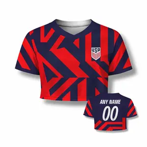 USA Crop Top Mesh Jersey – Personalized Name & Number, All Over Print Custom Jersey for Women