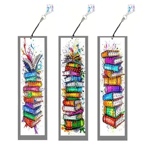 3-piece set of diamond painting Art bookmarks - Colorful book patterns, 5D irregular diamond painting bookmarks and pendants, DIY handmade home and office supplies reading bookmarks, Book Accessories