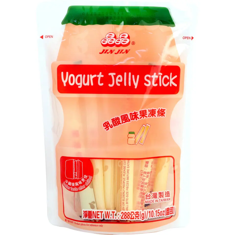 JINJIN Sweet Yoghurt Jelly Strips - Ambient, Single-Serve Bagged Gummy Jelly Cup, Ready-to-Eat Milk-Containing Snack, Jelly Sticks